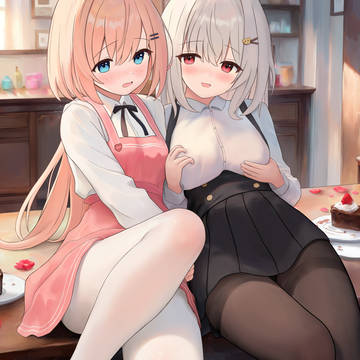 girl, yuri, white tights / 来自二月的情人节稿