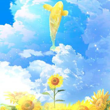 scenery, background, illustration / #ひまわりの日の空はまだ覚えてる