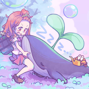 original, whale / のんびりイラスト「芽クジラは立たない」 / September 19th, 2025