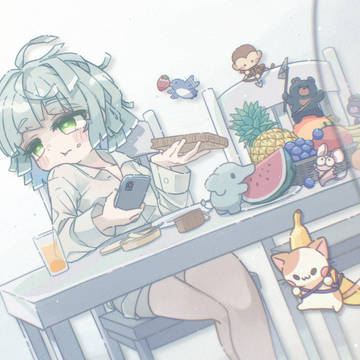 original, animal, girl / のんびりイラスト「フルーツ狩り」