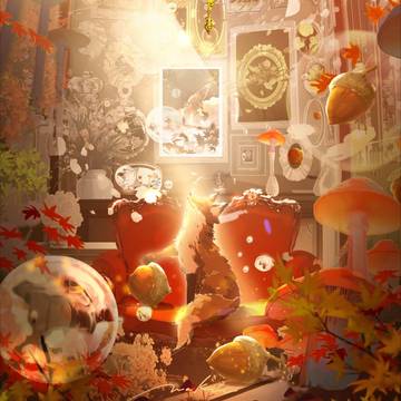 original, autumn leaves, scenery / ひみつの秋色の部屋