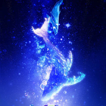 pixivHalloweenEffect, scenery, original / 天体浴-Whale Bath