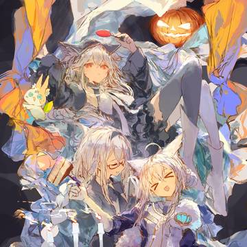 Fubuki Shiragami fanart, Hololive, Fubuki Shiragami / 🎃💜🧡