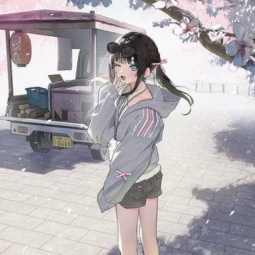 sakura, hoodie, shoes without stockings / いいにおい