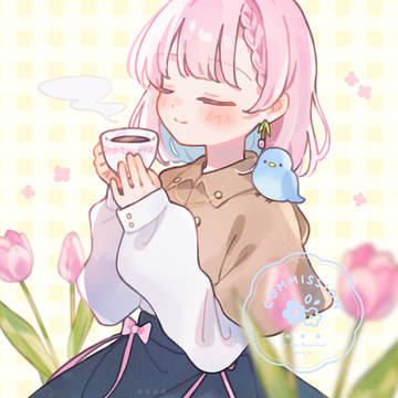 pink hair, girl, commission / 🌷