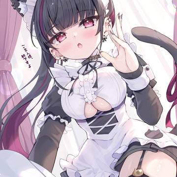 original, cat ears, maid / 低身長巨乳の黒猫メイドに起こされたい
