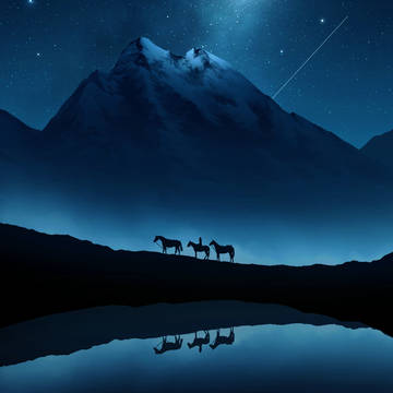 original, scenery, fantasy / 銀嶺の夜