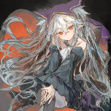 Fubuki Shiragami fanart, white hair, Hololive / 🧡💜