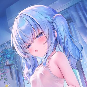 white tights, panties, light blue hair / 每个月的白丝/黑丝（2025.11）