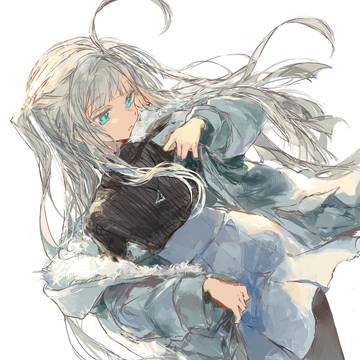 silver hair, pixivSnowEffect, black stockings / 🤍