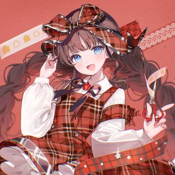 original, girl, smile / 赤チェック