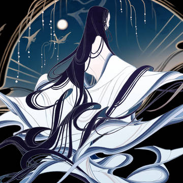 Japanese style, original, kimono / 月を抱く