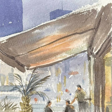 original, scenery, transparent watercolor / 東京駅のレストラン
