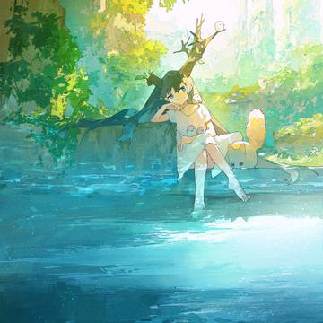original, girl, white dress / 階段の下