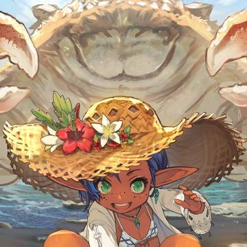 FF14, crab, lalafell / つかまえた