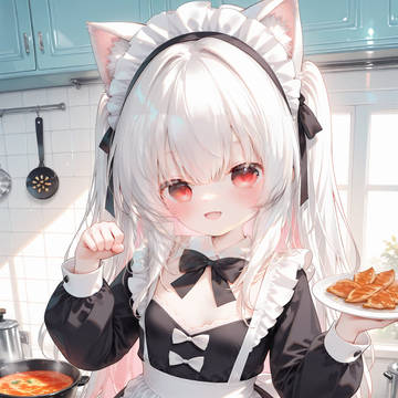 loli, flat chest, white hair / 雪noa